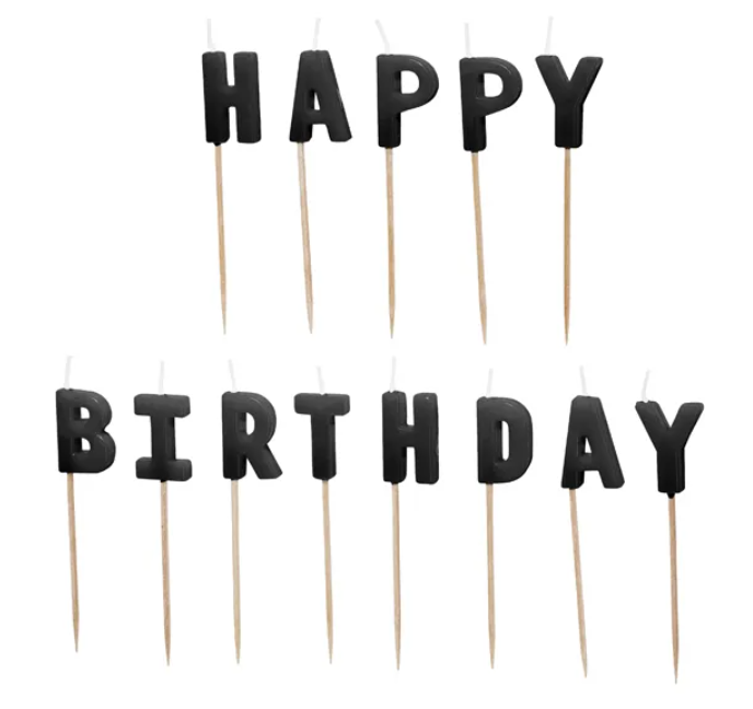 ŚWIECZKI HAPPY BIRTHDAY CZARNE 2,5CM A/13