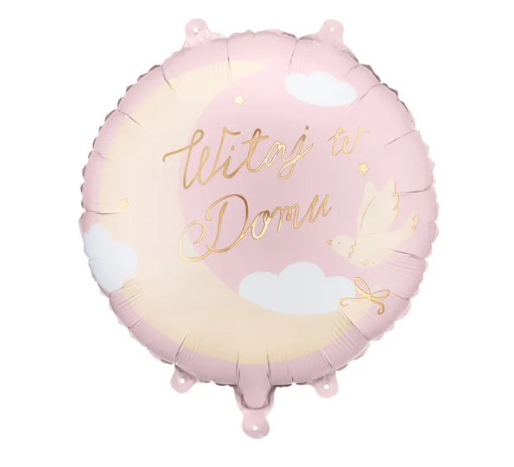 BALON FOLIOWY PASTYLKA WITAJ W DOMU 35X35CM JASNO RÓŻOWY