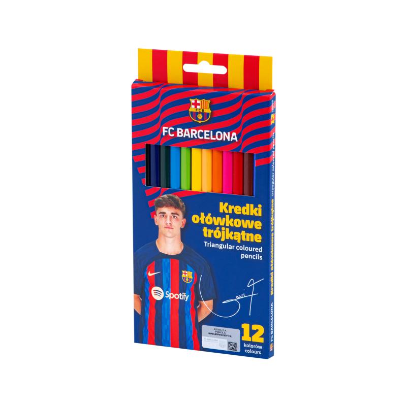 KREDKI OŁÓWKOWE 12 TRÓJKĄTNE FC BARCELONA - 12 kolorów