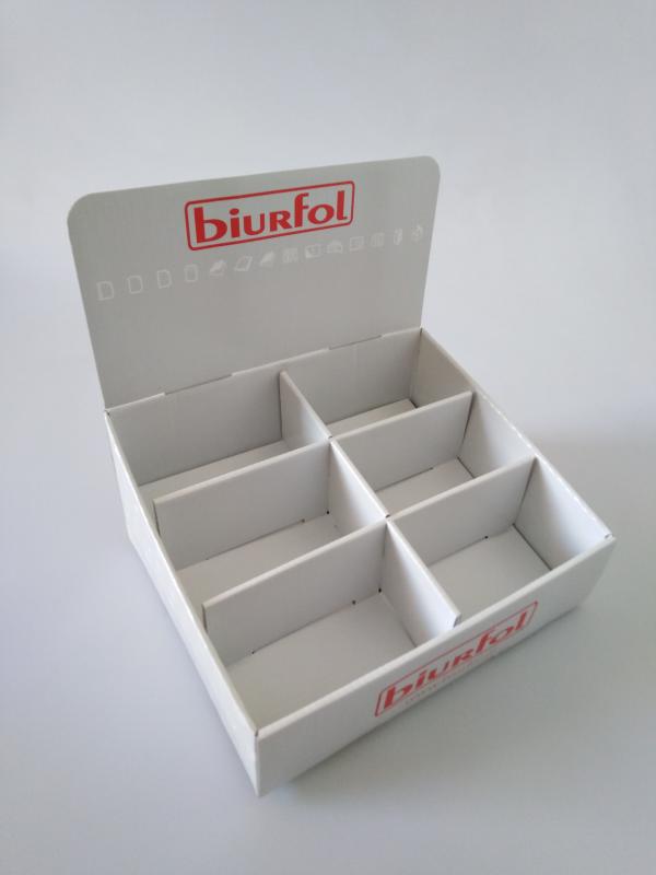 PUDEŁKO DISPLAY - SZARY - LOGO BIURFOL