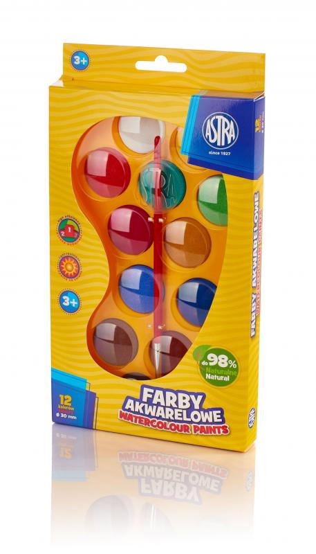 FARBY AKWARELOWE 12 ASTRA FI 30MM PALETKA