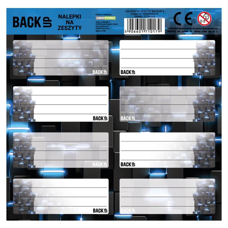 NAKLEJKI NA ZESZYTY BACKUP 8 A 58 A/25