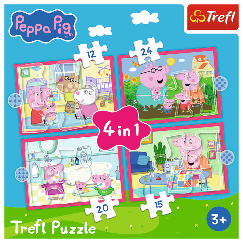 PUZZLE 4W1 TREFL PEPPA UWIELBIA PRZYGODY
