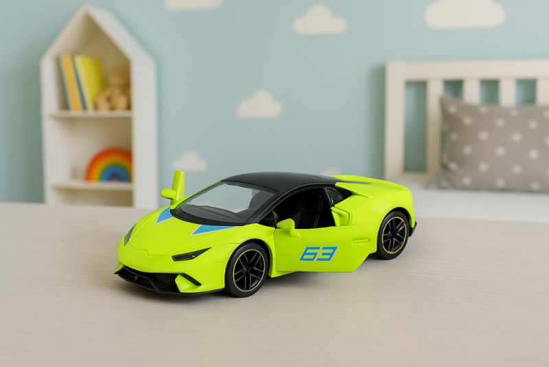 SAMOCHÓD SPORTOWY NAPĘD PULL BACK METALOWY NEONOWY ZIELONY 1:43