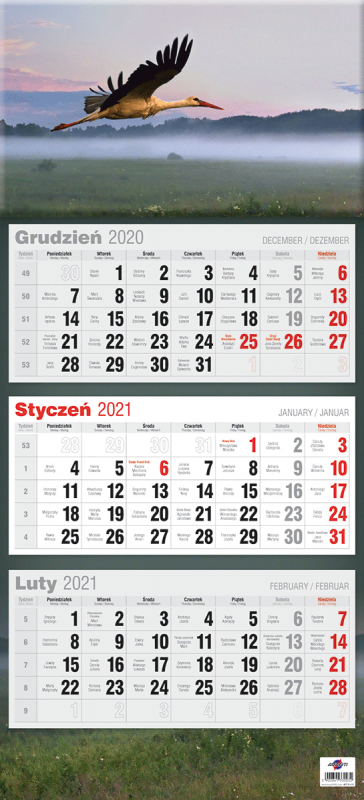 KALENDARZ TRÓJDZIELNY PŁASKI 2027