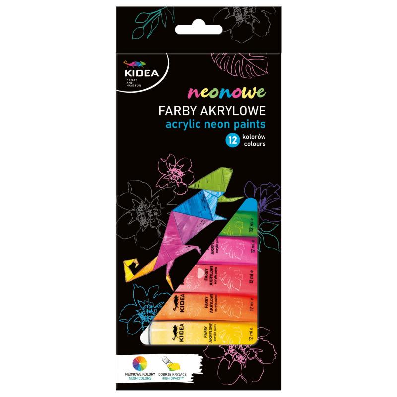 FARBY AKRYLOWE NEONOWE 12X12ML KIDEA