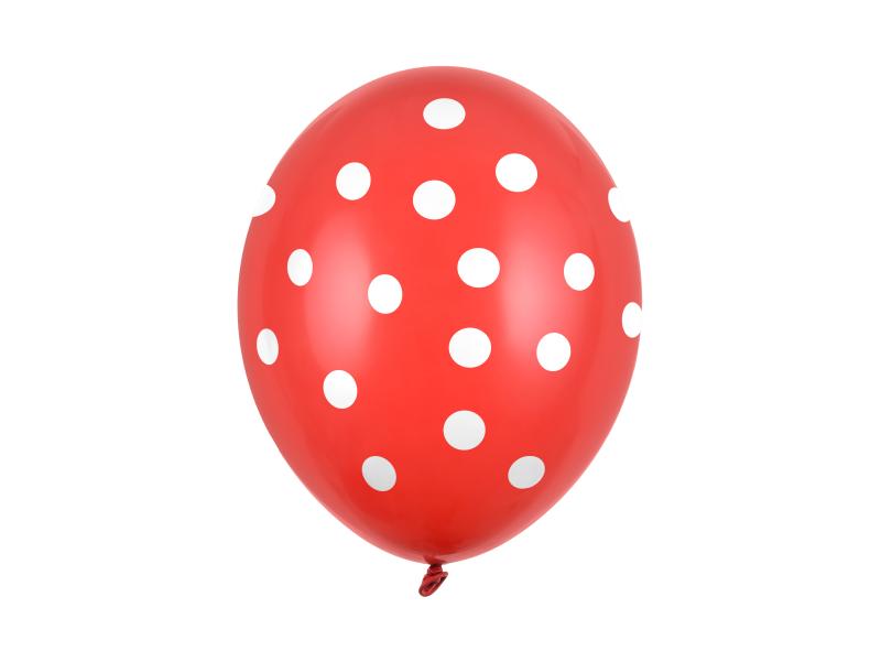 BALONY KROPKI CZERWONY PASTEL 30CM