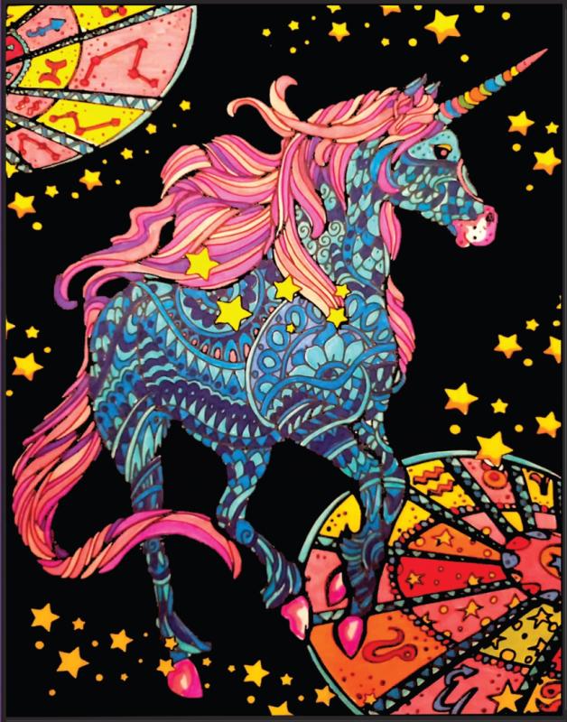 KOLOROWANKA WELWETOWA 47X35 JEDNOROŻEC ZODIAK