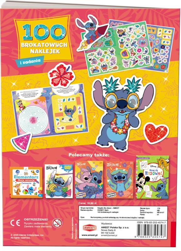 KSIĄŻECZKA STITCH. 100 BROKATOWYCH NAKLEJEK