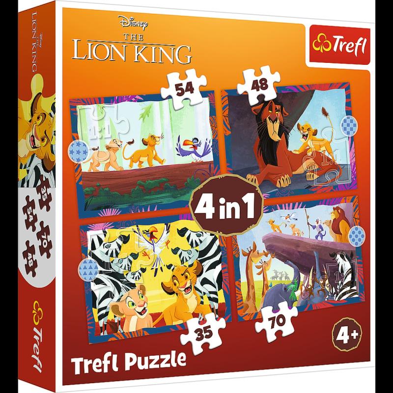 PUZZLE 4W1 TREFL ODWAŻNY KRÓL LEW
