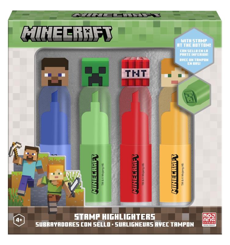 ZESTAW 4 FLAMASTRÓW Z TOPPEREM 3D MINECRAFT