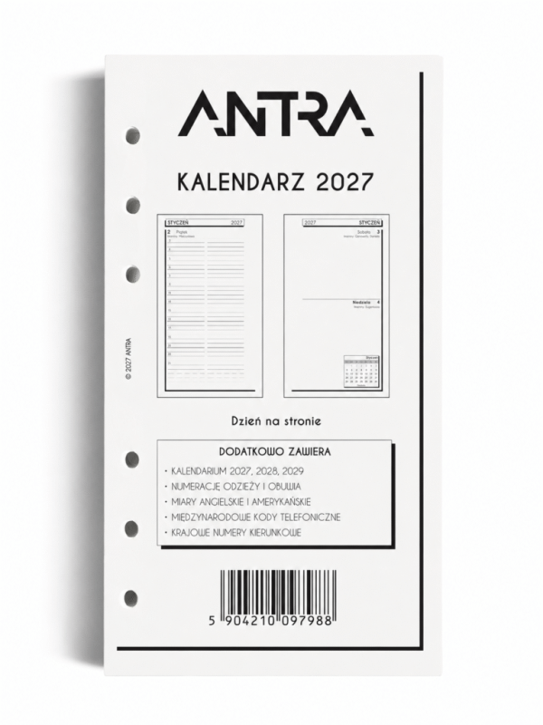 WKŁAD KALENDARZOWY 2027 B6 DNS (DZIEŃ NA STRONIE, BIAŁE KARTKI)