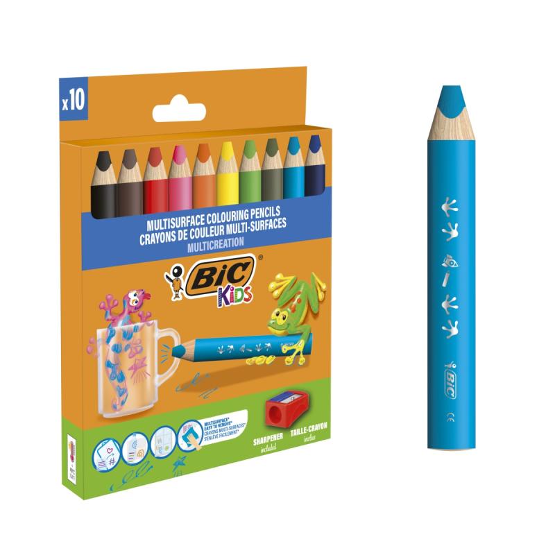 KREDKI OŁÓWKOWE 10 BIC KIDS MULTISURFACE + TEMPERÓWKA