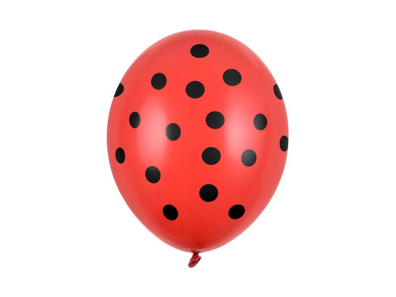 BALONY KROPKI CZERWONY PASTEL 30CM