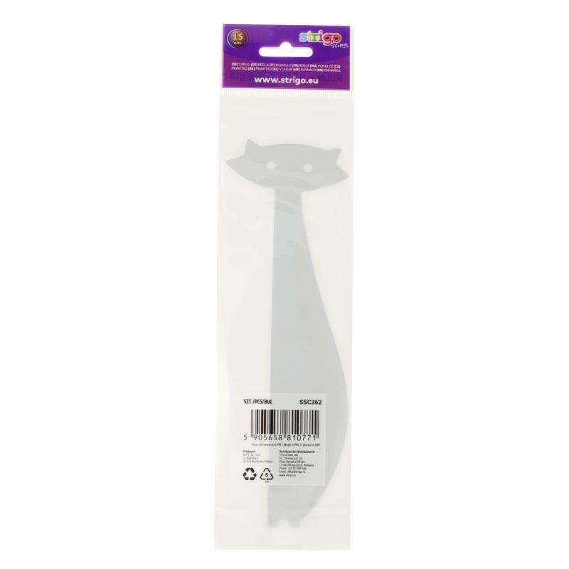 LINIJKA PLASTIKOWA KOTEK 15CM STRIGO