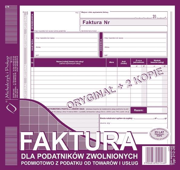 DRUK M FAKTURA DLA ZWOL.PODM.Z POD 2/3 A4