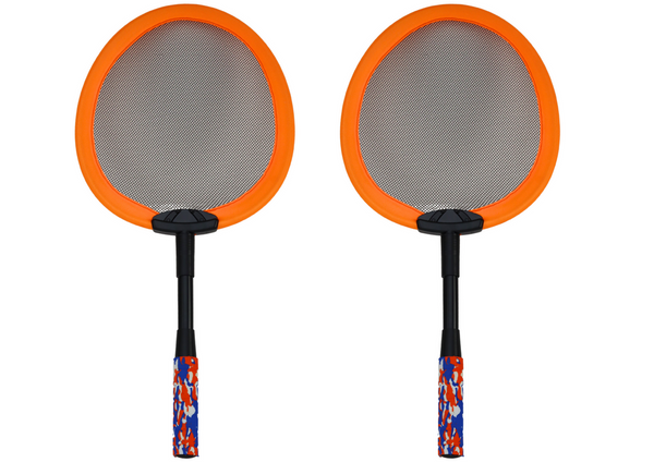 ZESTAW 2 RAKIETEK DO BADMINTONA PALETKI 2 LOTKI BADMINTON POMARAŃCZOWY