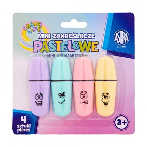 ZAKREŚLACZE MINI PASTELOWE 4 SZT, Blister