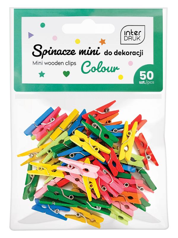 KLAMERKI KOLOROWE DO DEKOR.MINI 50Szt.