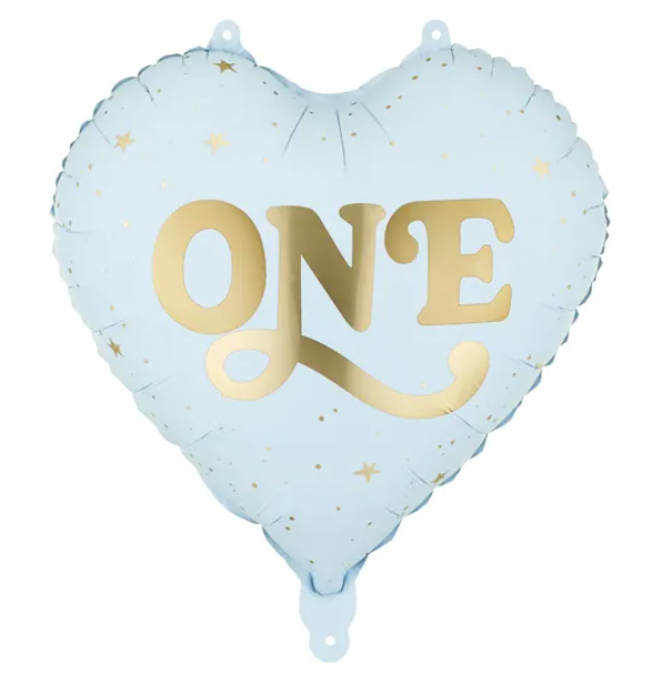 BALON FOLIOWY SERCE ONE 45CM JASNY NIEBIESKI WALENTYNKI