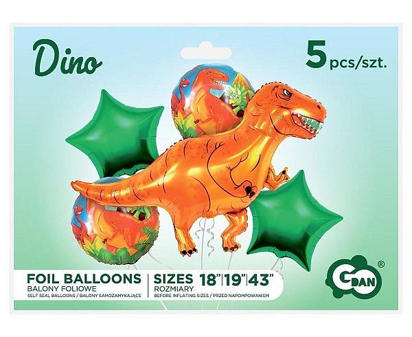 BALONY FOLIOWE ZESTAW DINO A'5