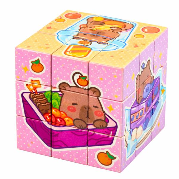KOSTKA UKŁADANKA LOGICZNA KAPIBARA EDUKACYJNA KOLOROWA 6X6CM