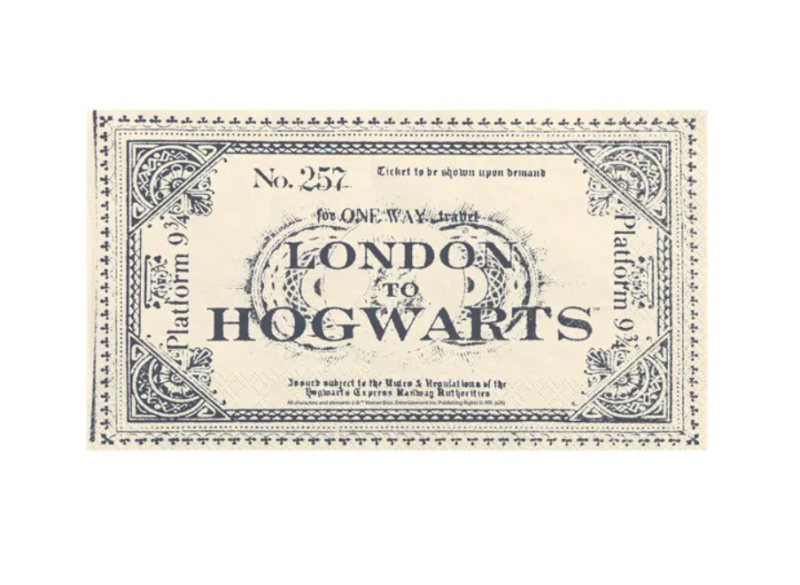 SERWETKI HARRY POTTER BILET LONDON TO HOGWARTS