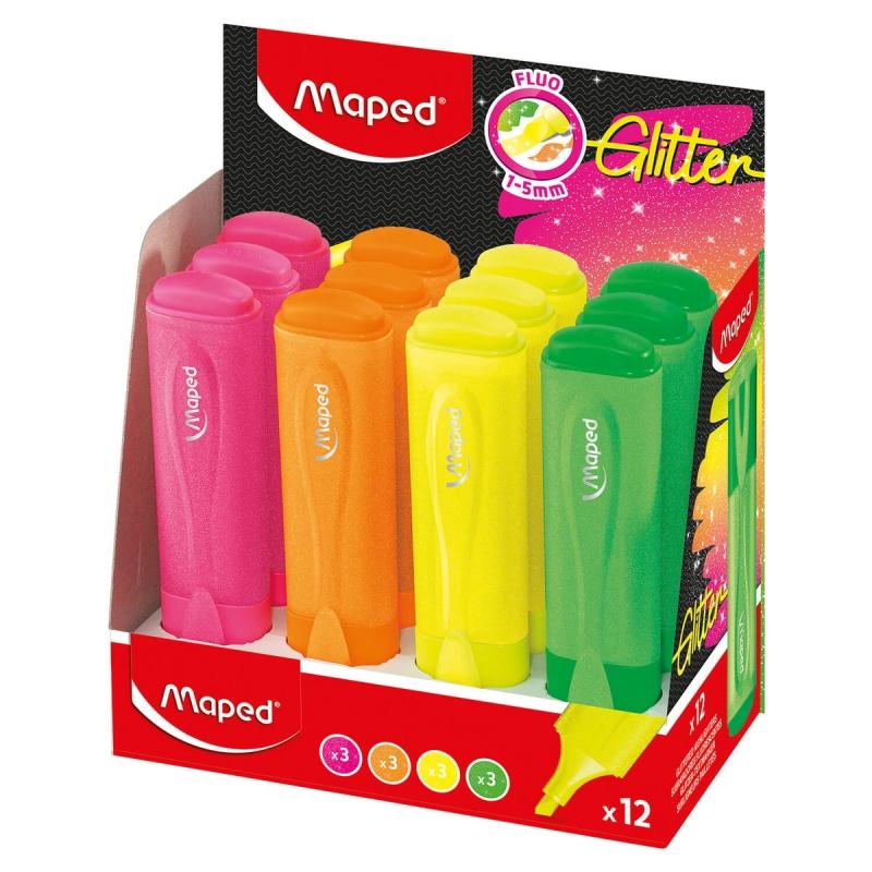 ZAKREŚLACZ GLITTER FLUO BROKATOWY MIX A/12