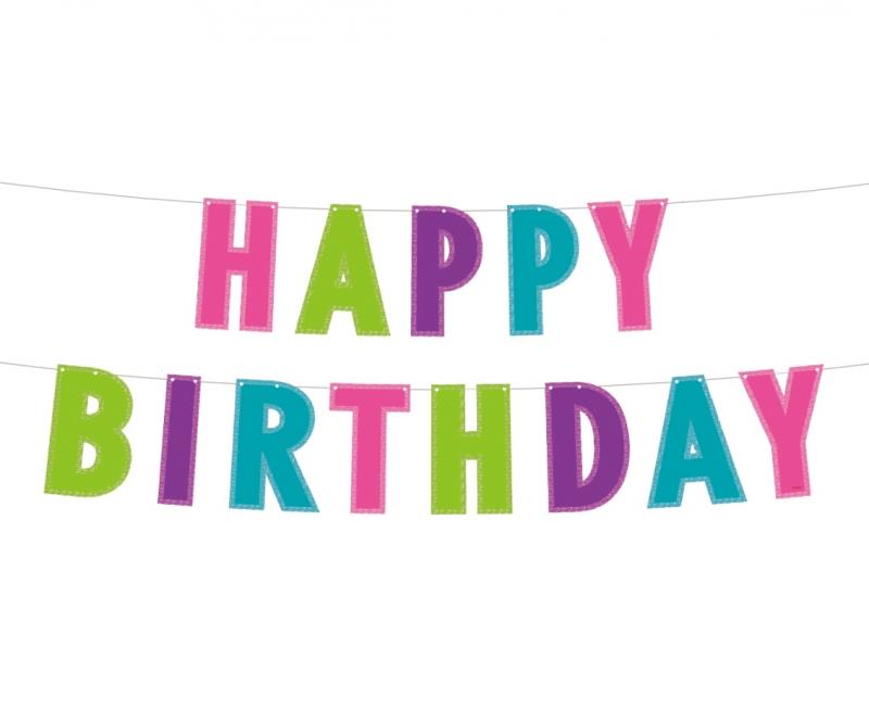 GIRLANDA PAP. HAPPY BIRTHDAY KOLOR Z BROK. 2M