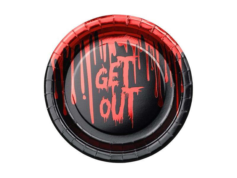 TALERZYKI PAP. GET OUT 18CM CZARNO-CZERWONE A/6