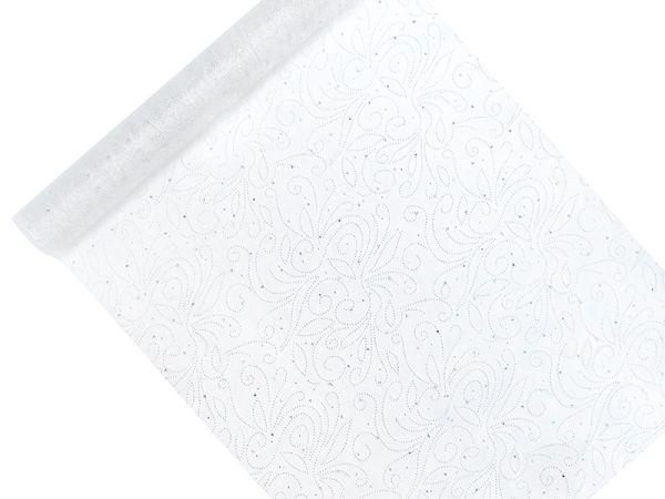 ORGANZA Z NADRUKIEM BIAŁA 0,48X9M