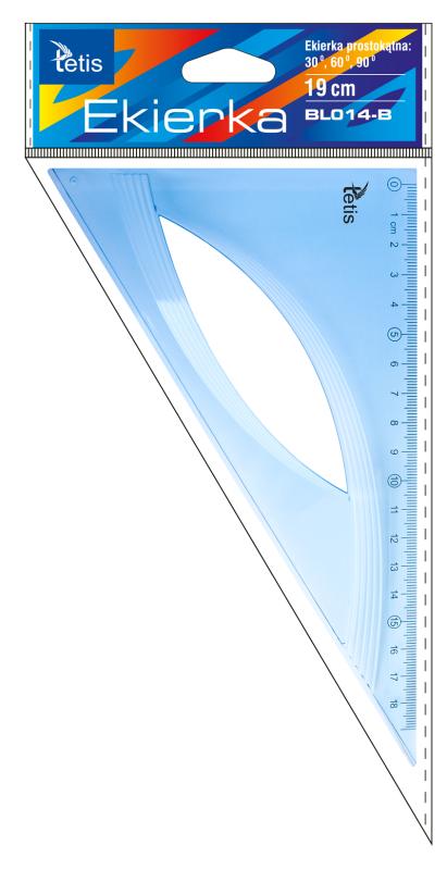 EKIERKA PROSTOKĄTNA 19CM NIEBIESKA A/30 TETIS