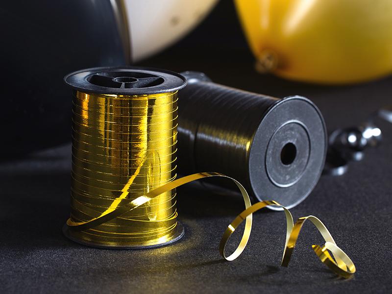 WSTĄŻKA PLASTIKOWA ZŁOTA 5MM/225M
