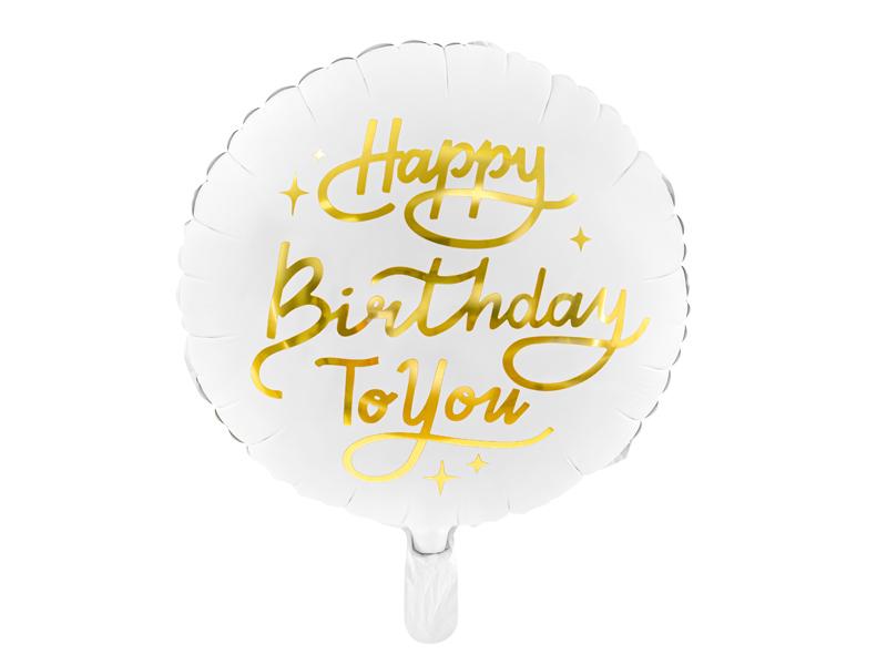 BALON FOLIOWY HAPPY BIRTHDAY TO YOU KOLOR BIAŁY MATOWY 35CM