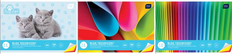 BLOK TECHNICZNY A4/20 KOLOROWY 180G INTERDRUK