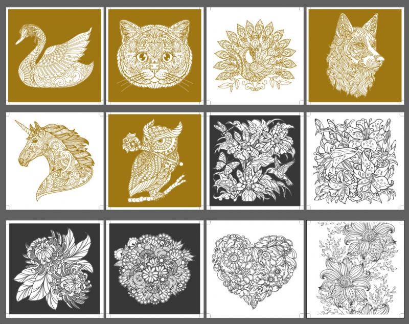 OBRAZKI METALICZNE GOLD/SILVER 12SZT