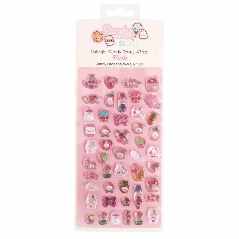 NAKLEJKI CANDY DROPS, 47 SZT. - PINK