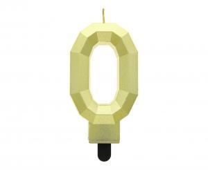 ŚWIECZKA CYFERKA 0 DIAMENT METALIK ZŁOTY 7.6CM