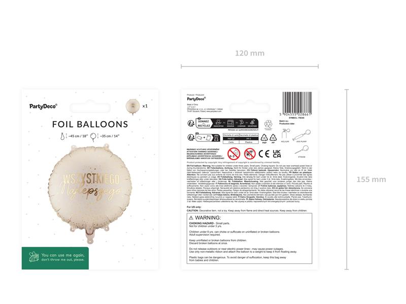 BALON FOLIOWY PASTYLKA WSZYSTKIEGO NAJLEPSZEGO 35X35CM MIX