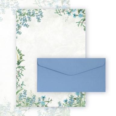 PAPETERIA KREMOWA A4 FIORI BLUE 20ARK. + DŁ.GŁADKI C.NIEBIESKI 10SZT.