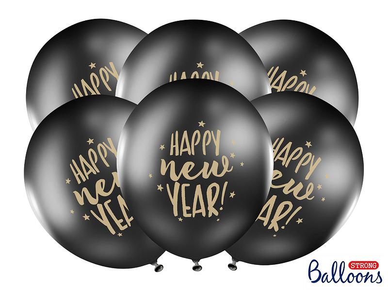 BALONY HAPPY NEW YEAR P.BLACK 30CM