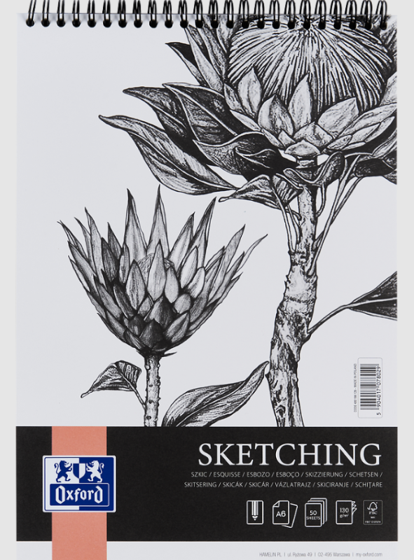 SZKICOWNIK NA SPIRALI A6/50 OXFORD ART 130G