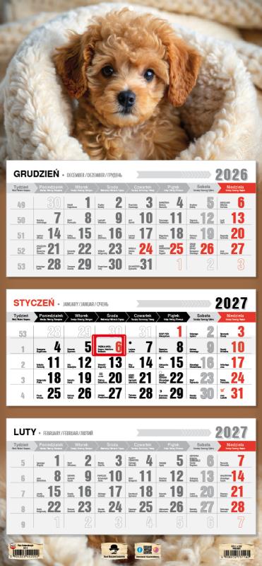 KALENDARZ TRÓJDZIELNY KT-1 PŁASKA GŁÓWKA 2027