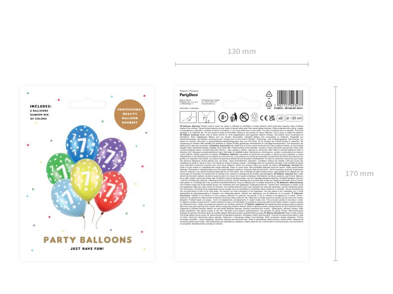 BALONY 7TH BIRTHDAY METALLIC MIX 30CM