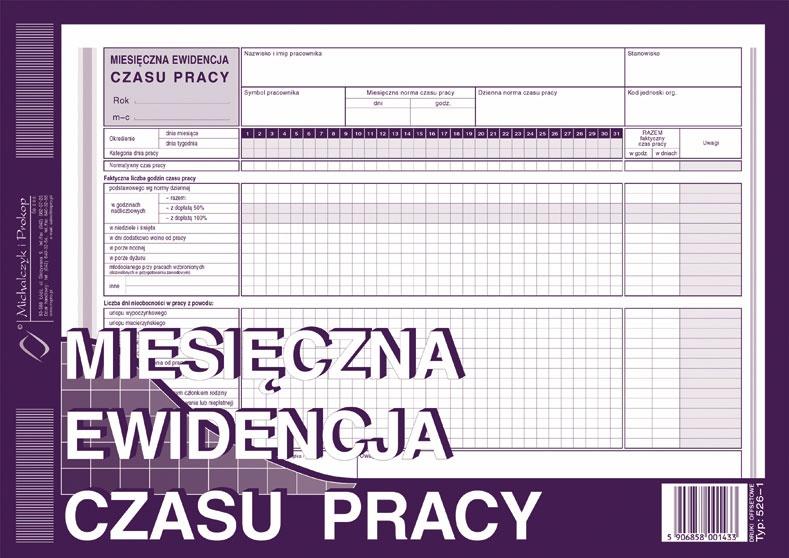 DRUK M MIESIĘCZNA EWID.CZASU PRACY