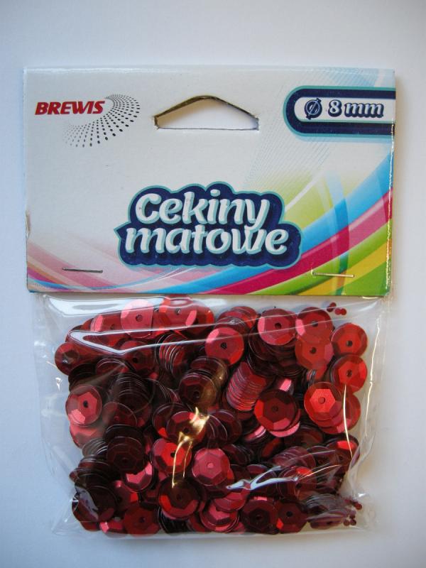 CEKINY MATOWE 8MM M60 CZERWONE