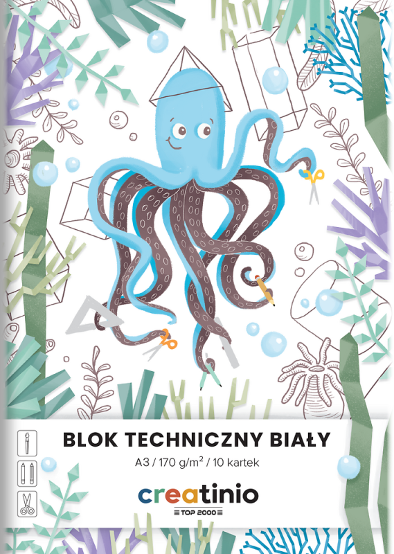 BLOK TECHNICZNY A3/10 BIAŁY TOP CREATINIO 170G