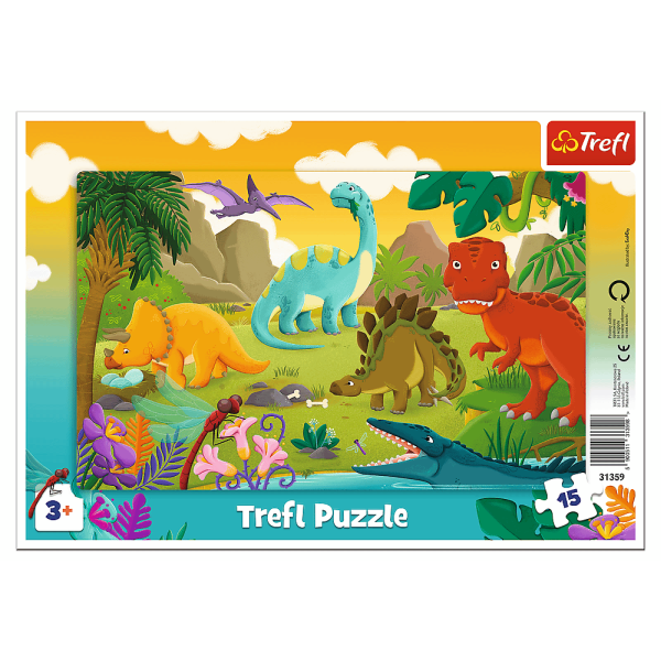 PUZZLE 15 TREFL RAMKOWE DINOZAURY