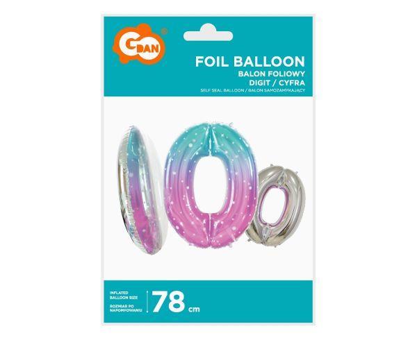 BALON FOLIOWY CYFRA 0 KOSMOS 78CM