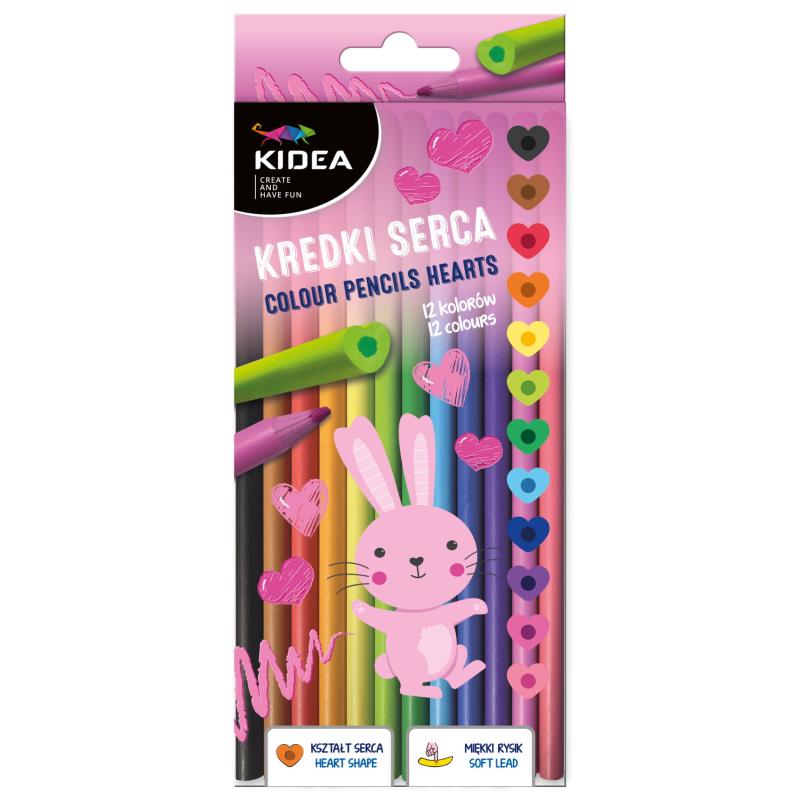 KREDKI SERCA 12 KOLORÓW KIDEA WALENTYNKI